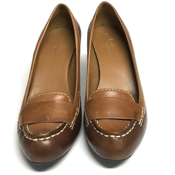 Cole Haan Marion Amber Moccasin Loafer Pumps, Two-tone Leather - Picture 2 of 10
